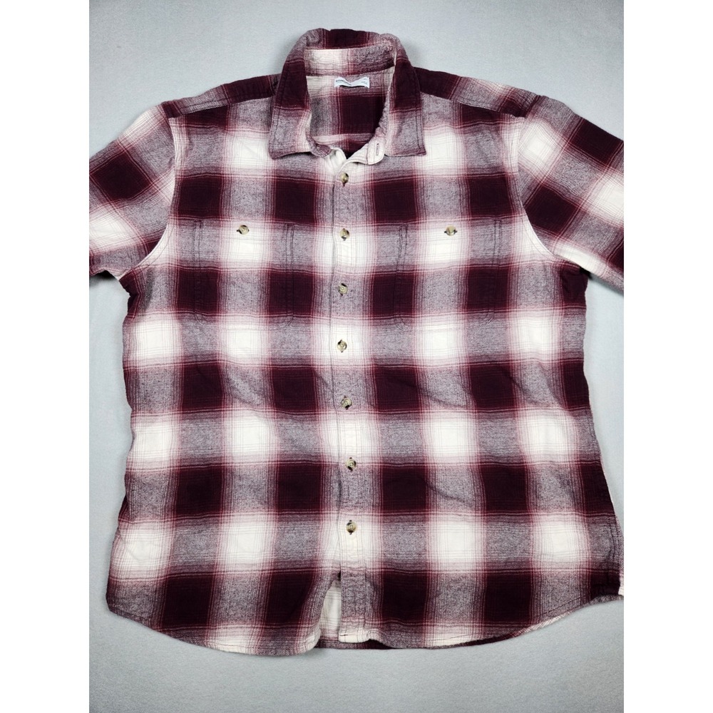 Red White Plaid Flannel XL Button-Up Shirt long sleeve comfort sonoma